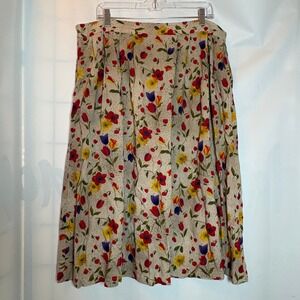VTG Plus Size 2X Floral Print Midi Skirt Elastic Waist Boho Cottagecore Prairie
